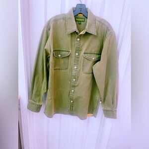 Timberland Mens Vintage Y2K medium mustard yellow‎ Fade Work Shirt